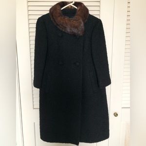 VINTAGE Lord & Taylor textured coat with MINK collar // Sz S